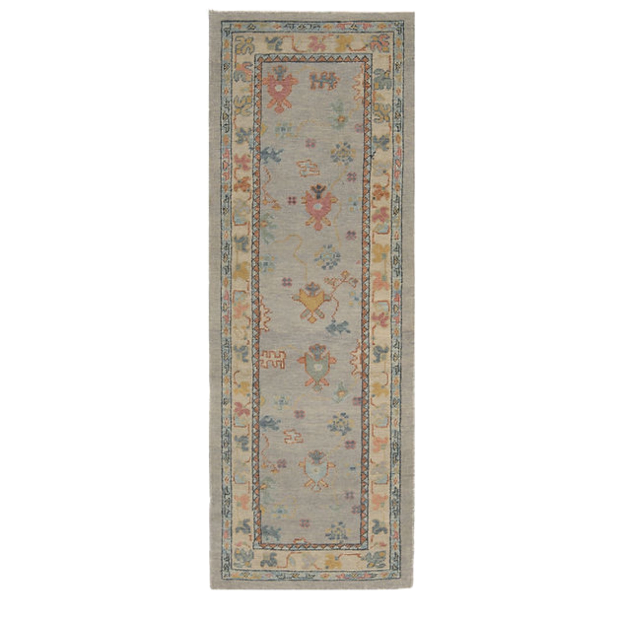 2.9 x 7.11 ft Hand Knotted Oushak Runner