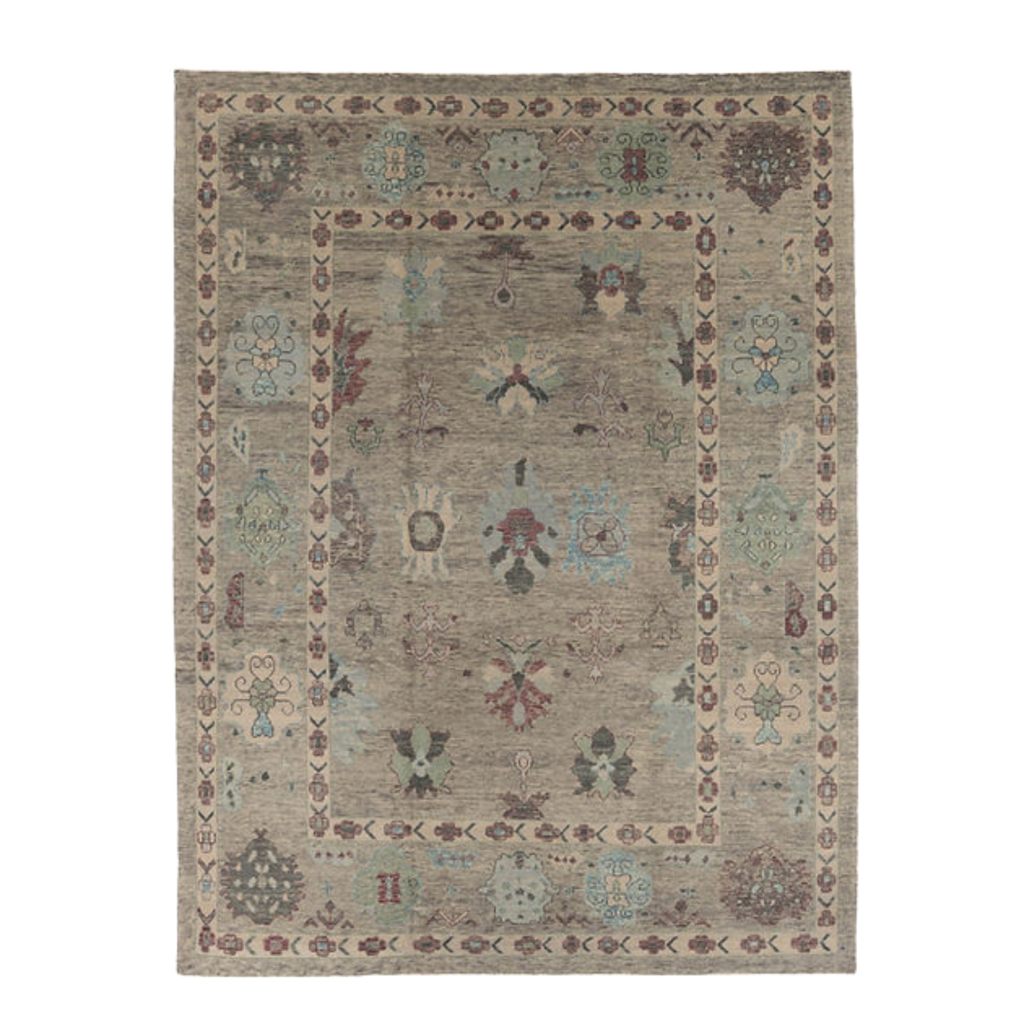9 x 12.1 ft Hand Knotted Oushak Rug