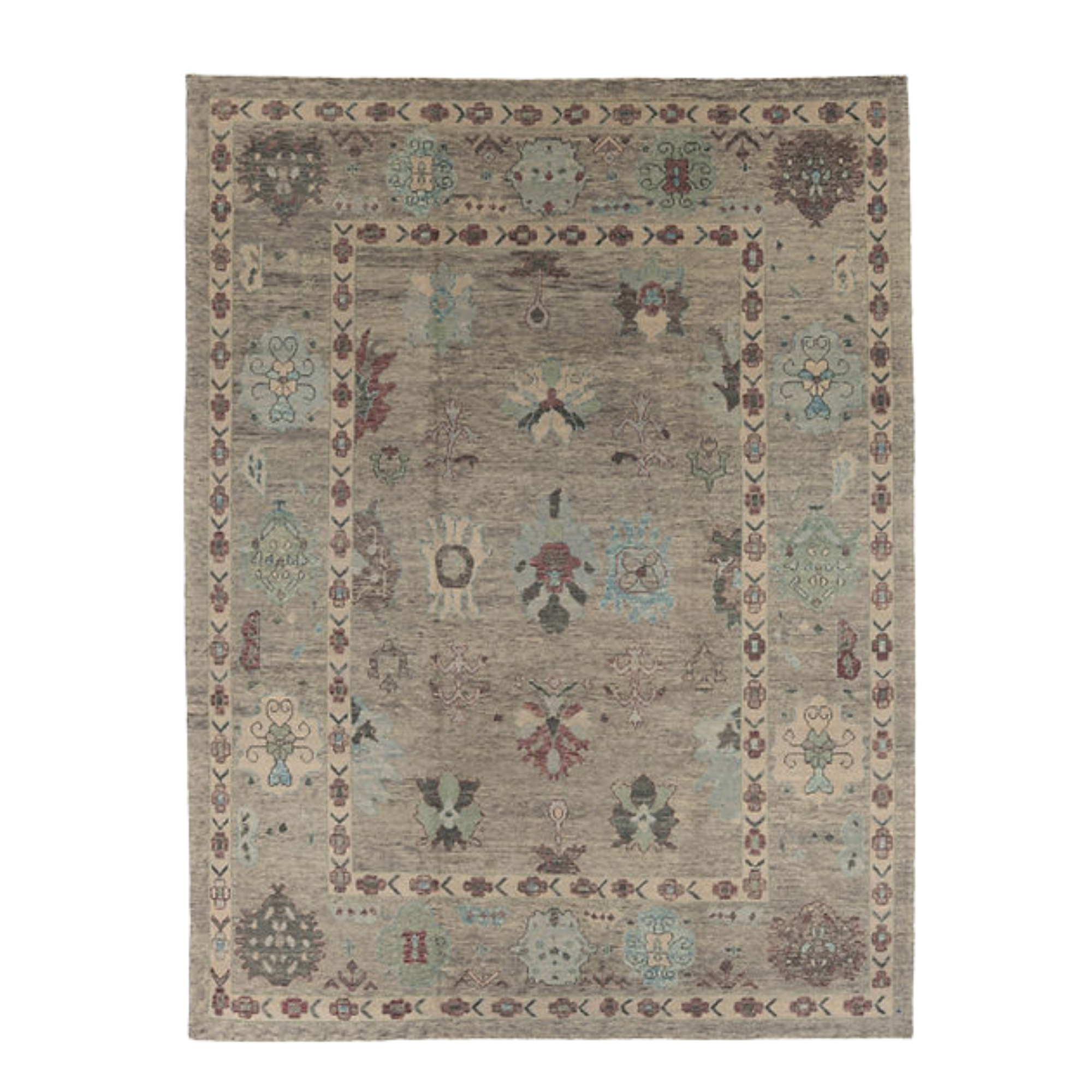 9 x 12.1 ft Hand Knotted Oushak Rug