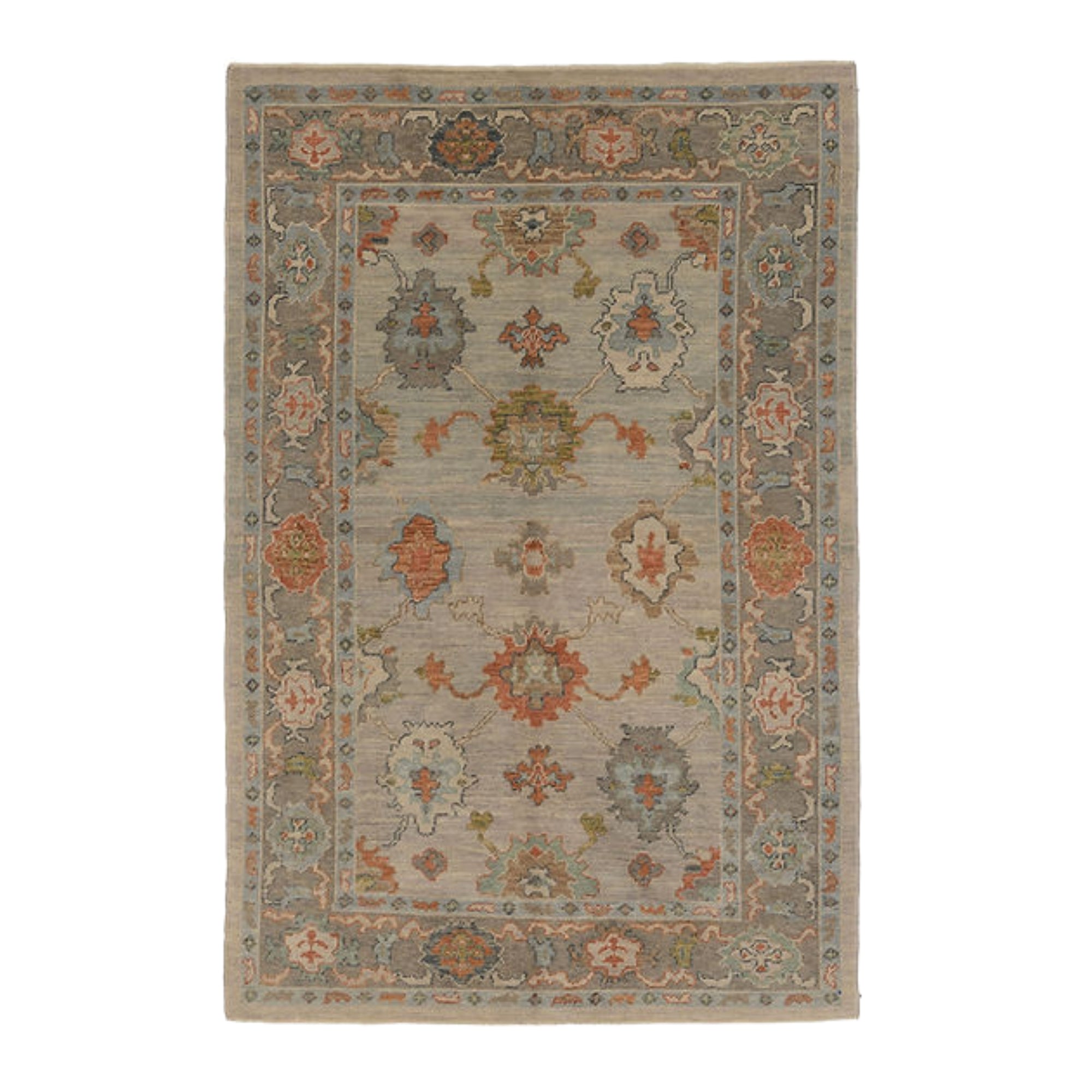 5.11 x 8.10 ft Hand Knotted Oushak Rug