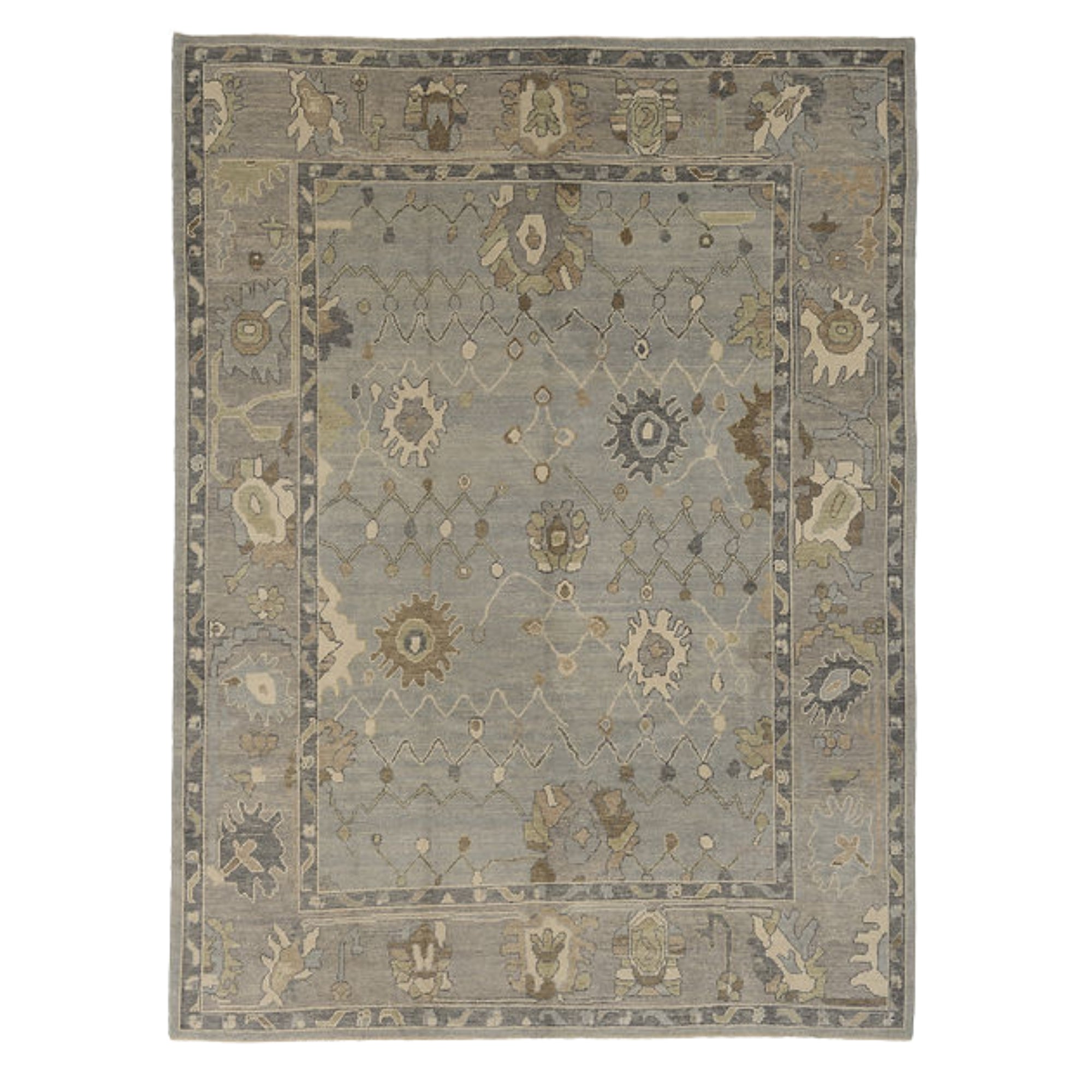9.2 x 12.3 ft Hand Knotted Oushak Rug