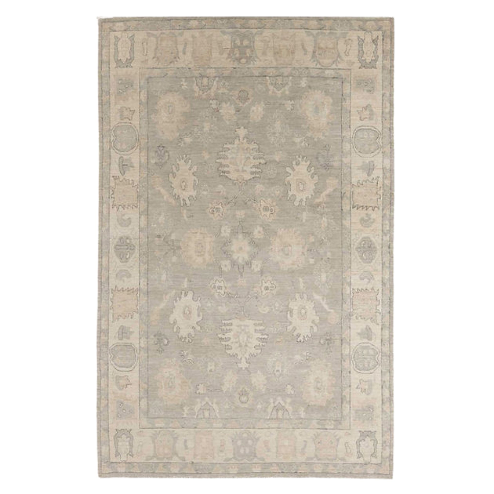5.8 x 8.9 ft Hand Knotted Oushak Rug