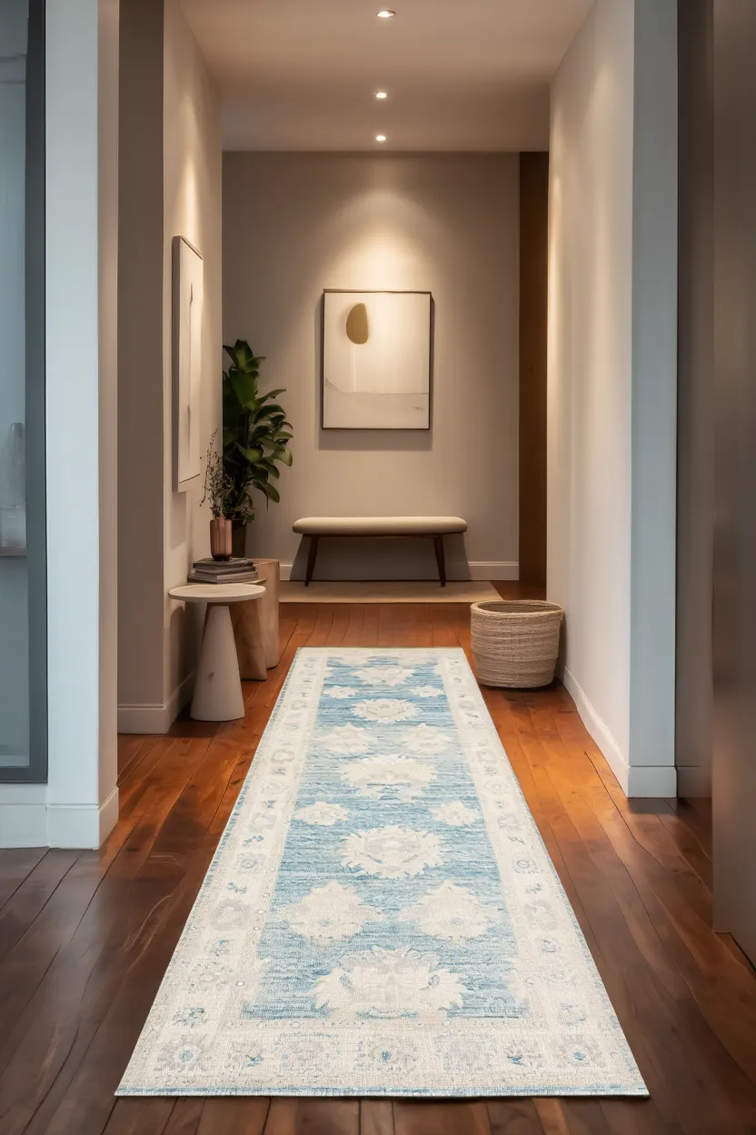 2.9 x 8 ft Hand Knotted Oushak Runner