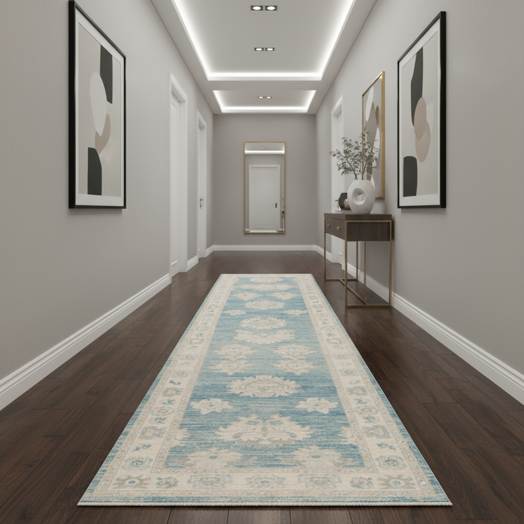 2.9 x 8 ft Hand Knotted Oushak Runner