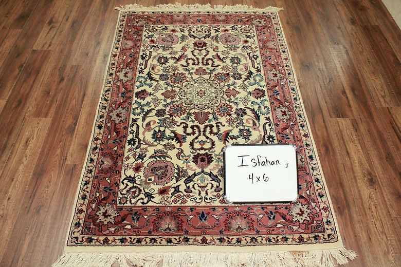 4 x 6 ft Hand Knotted Old Indian Isfahan Rug
