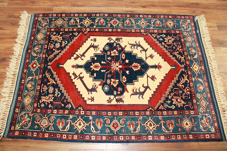 4.3 x 5.7 ft Hand Knotted Old Persian Heriz Rug
