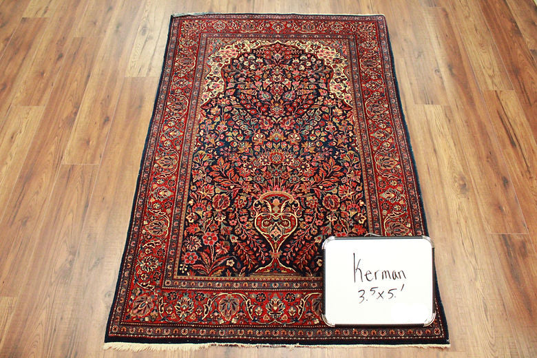 3.5 x 5.1 ft Hand Knotted Persian Kerman Rug