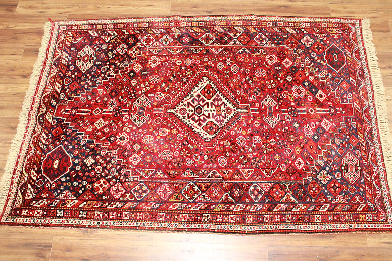 5.7 x 8.1 ft Hand Knotted Old Persian Ghashghaei Rug