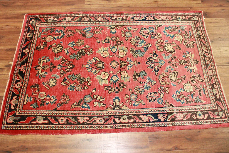 4.3 x 5.7 ft Hand Knotted Old Persian Sarouk Rug
