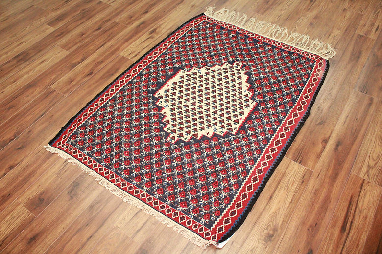3.8 x 4.8 ft Hand Knotted Persian Kilim Rug