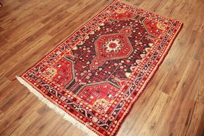 4.2 x 7.1 ft Hand Knotted Old Persian Hamadan Rug