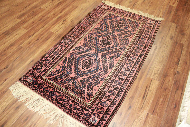 3.11 x 6.9 ft Hand Knotted Old Afghan Rug