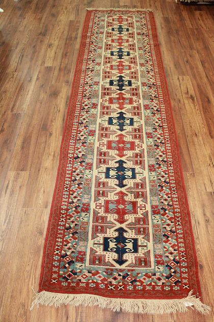 2.10 x 11.2 ft Hand Knotted Old Persian Heriz Runner