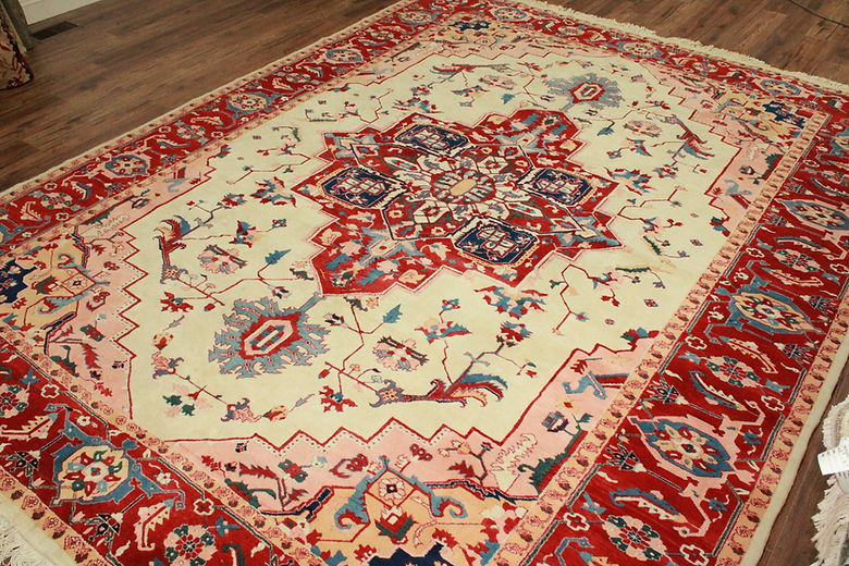 9.3 x 12 ft Hand Knotted Persian Heriz Rug
