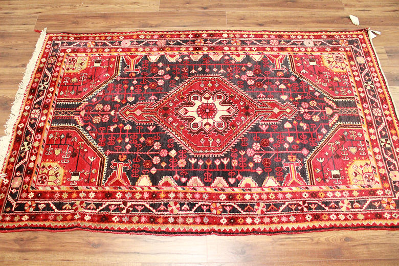 4.2 x 7.1 ft Hand Knotted Old Persian Hamadan Rug