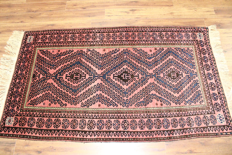 3.11 x 6.9 ft Hand Knotted Old Afghan Rug