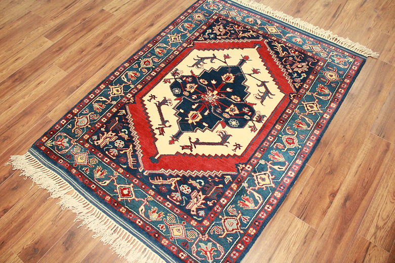 4.3 x 5.7 ft Hand Knotted Old Persian Heriz Rug