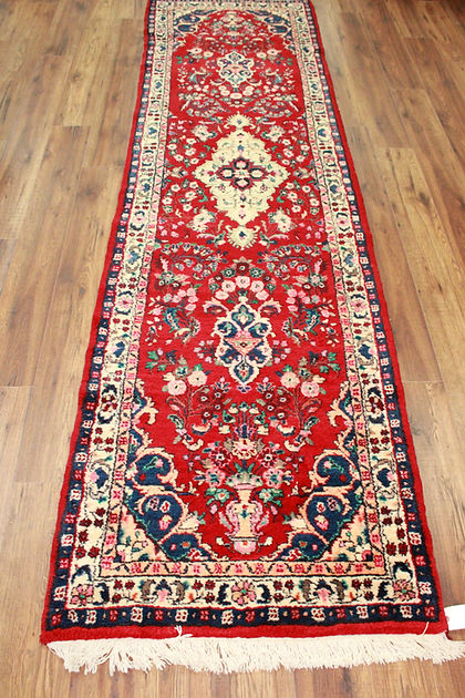 2.9 x 10.6 ft Hand Knotted Old Persian Hamadan Runner