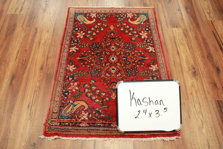 2.4 x 3.5 ft Hand Knotted Persian Kashan Rug