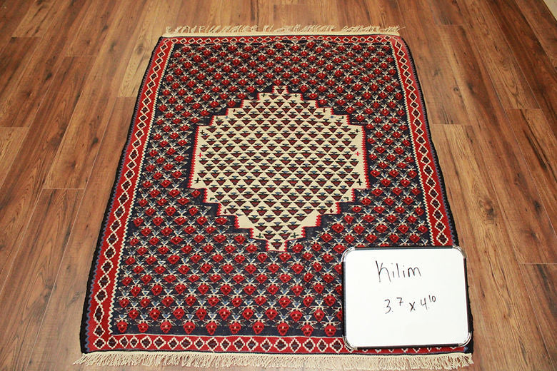 3.7 x 4.10 ft Hand Knotted Persian Kilim Rug