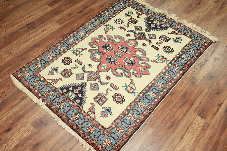 3.10 x 5.4 ft Hand Knotted Old Persian Heriz Rug
