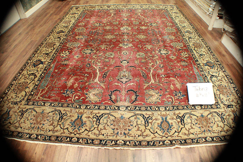 10.6 x 13.3 ft Hand Knotted Persian Tabriz Rug