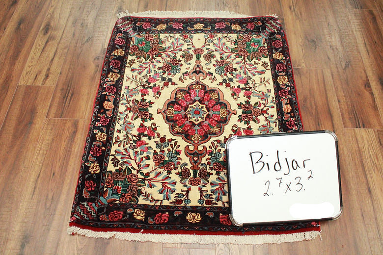 2.7 x 3.2 ft Hand Knotted Persian Bidjar Rug