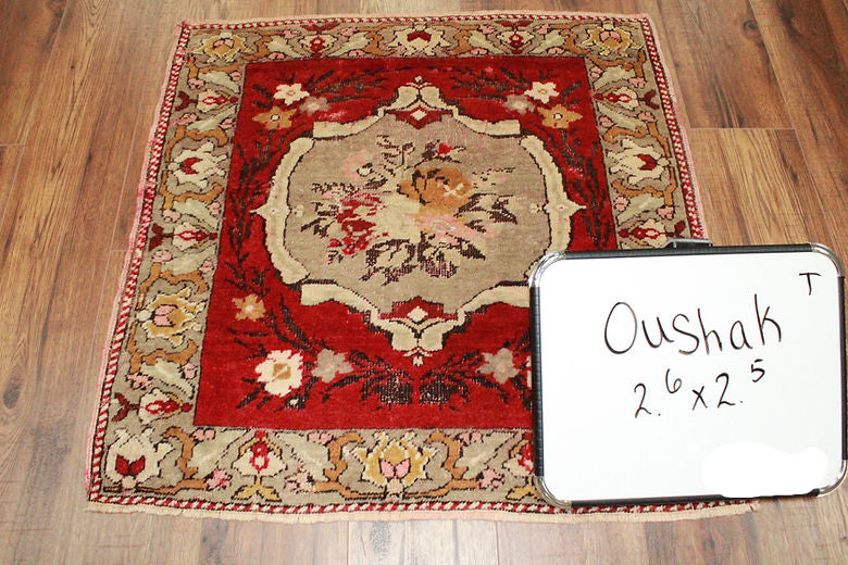 2.6 x 2.5 ft Hand Knotted Turkish Oushak Rug
