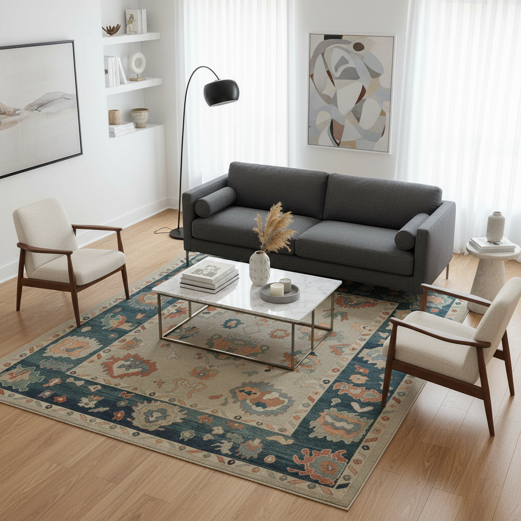 10.6 x 14.3 ft Hand Knotted Oushak Rug