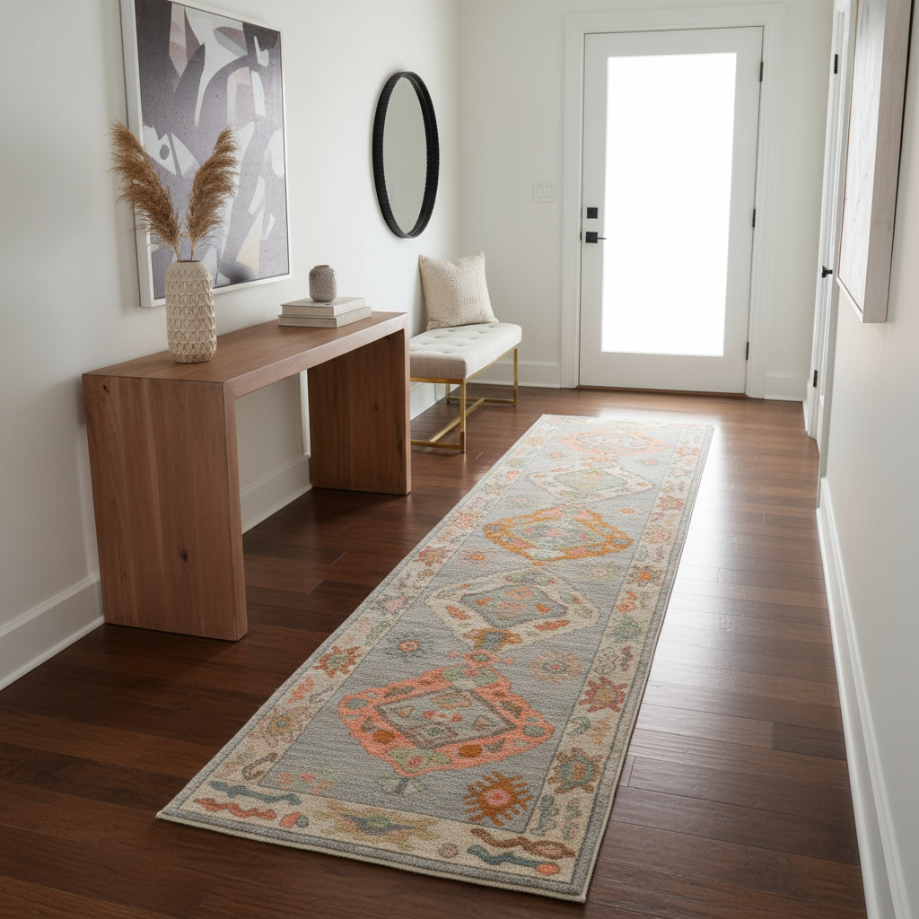 3 x 12.11 ft Hand Knotted Oushak Runner