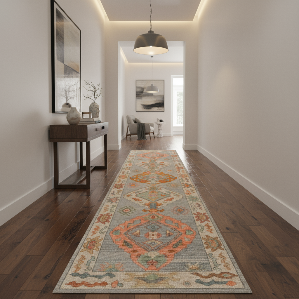 3 x 12.11 ft Hand Knotted Oushak Runner