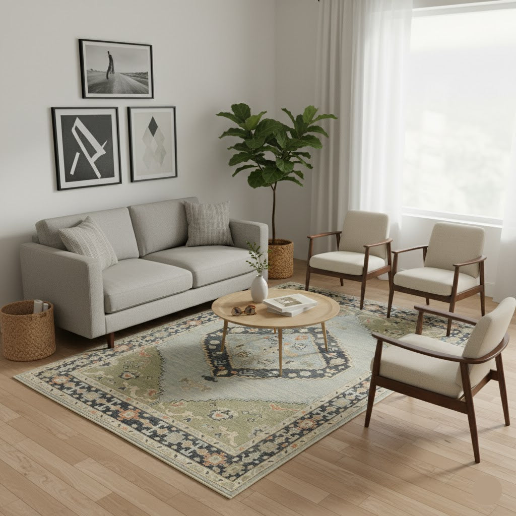 5.2 x 7.5 ft Hand Knotted Oushak Rug