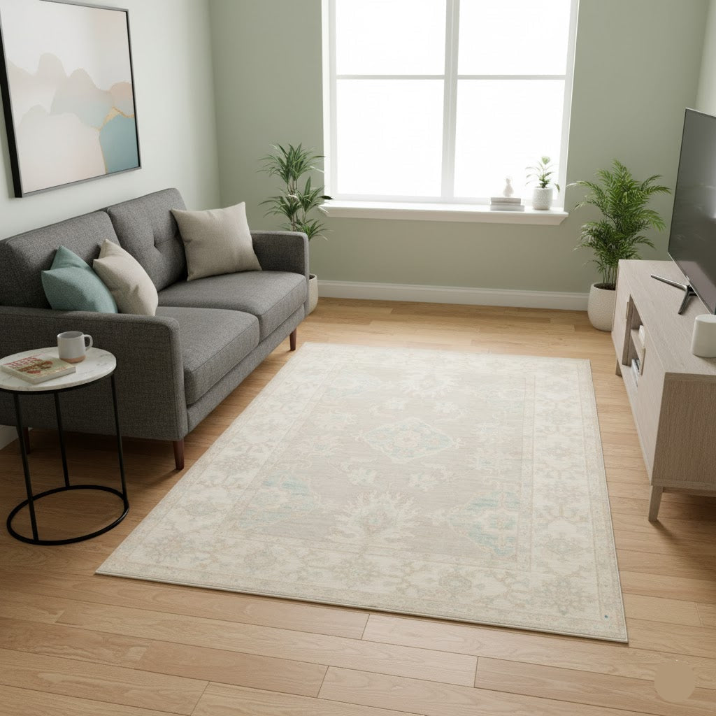 4.10 x 6.7 ft Hand Knotted Oushak Rug