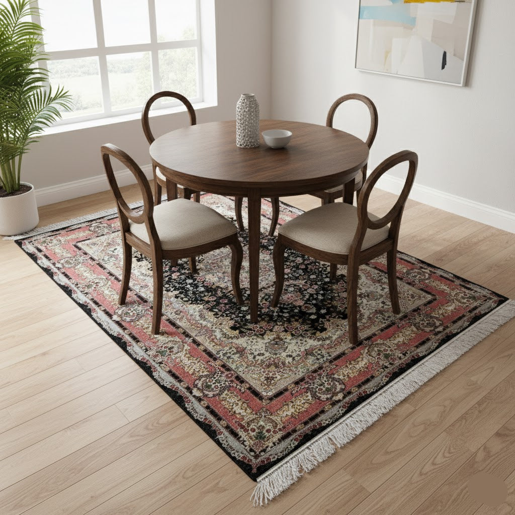 5.8 x 8.4 ft Hand-Knotted Tabriz Rug with Silk Accents