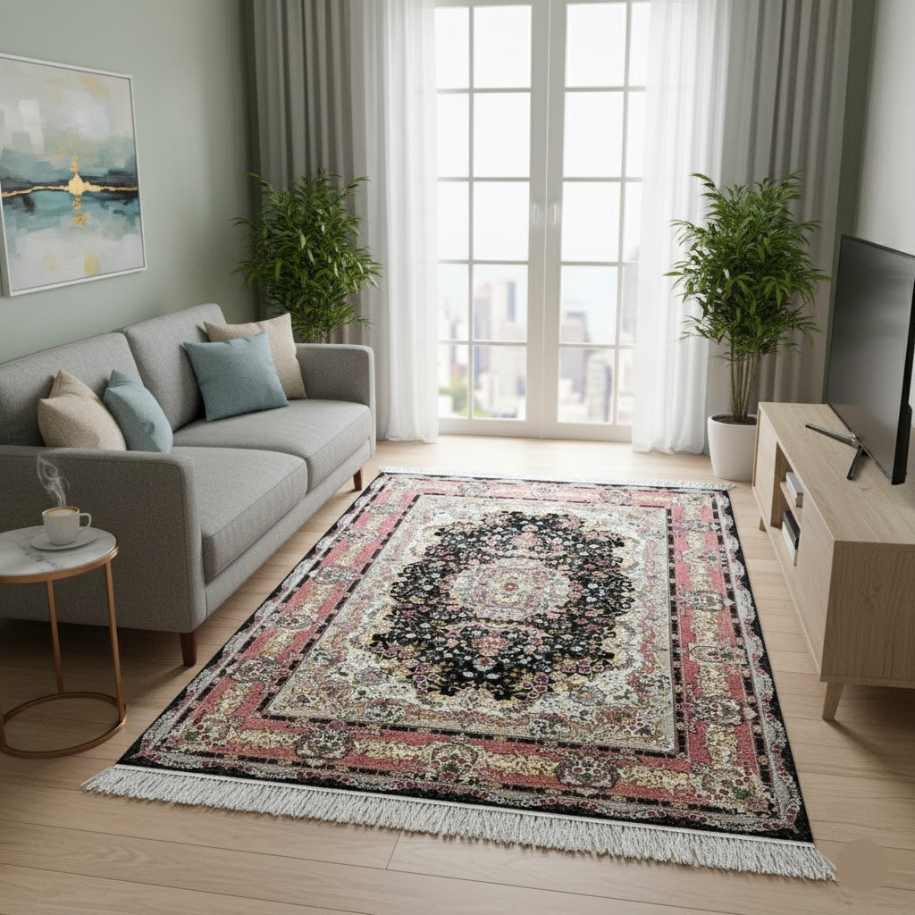 5.8 x 8.4 ft Hand-Knotted Tabriz Rug with Silk Accents