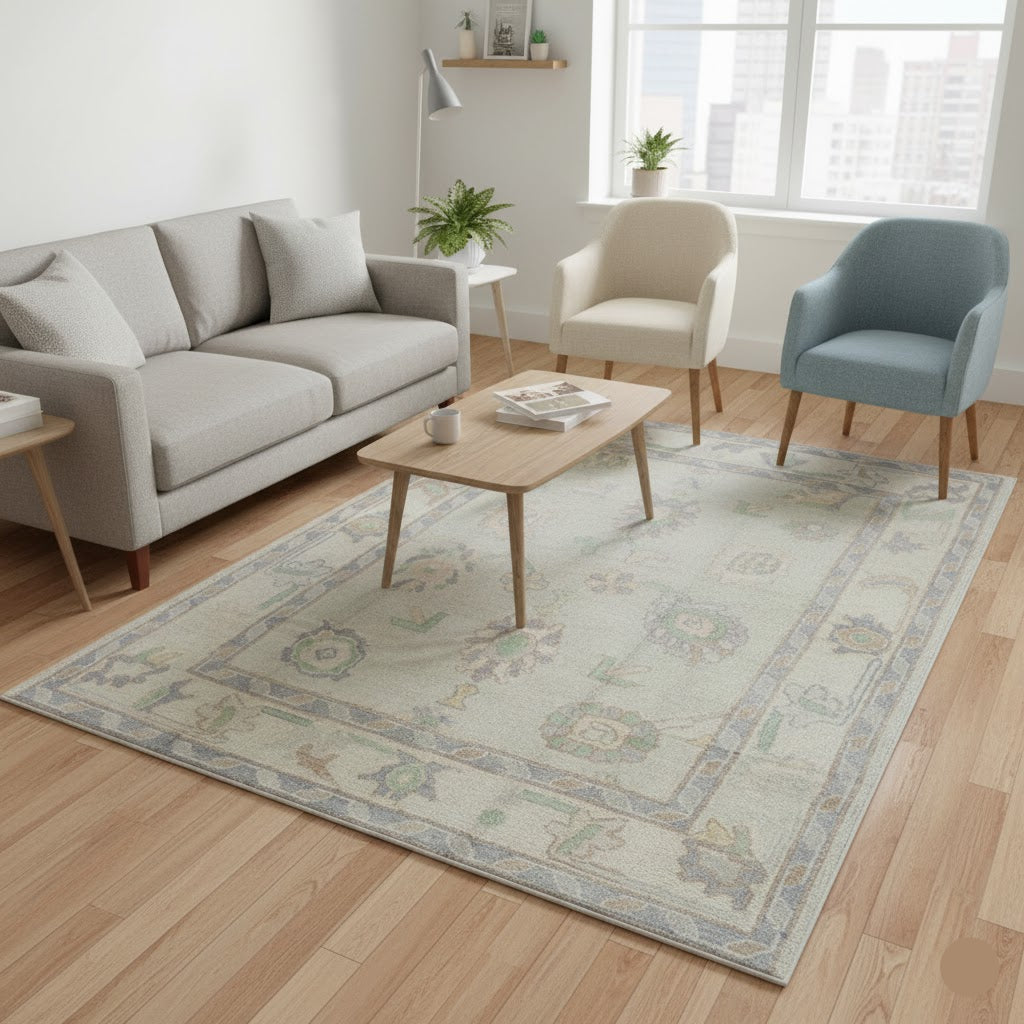 5.3 x 7.2 ft Hand Knotted Oushak Rug